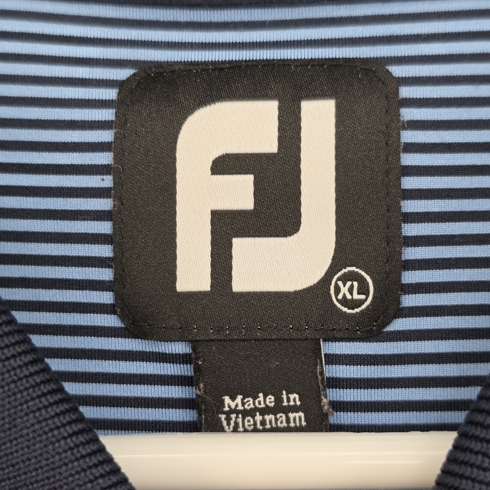 Footjoy Fj Mens XL Golf Polo Shirt Stretch Performance Navy Striped Short Sleeve - Picture 3 of 9